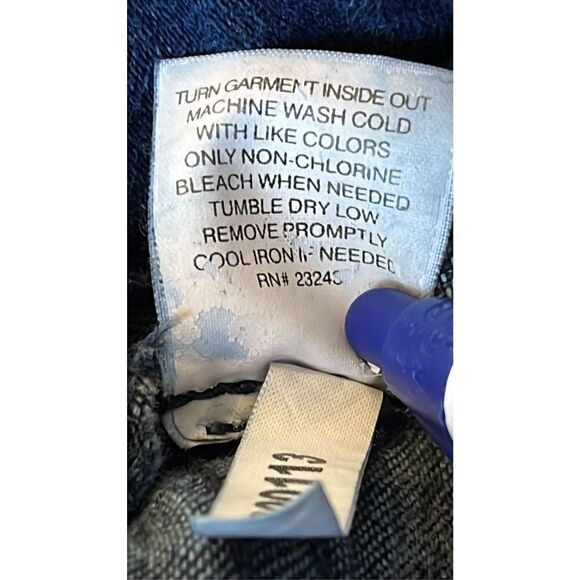 NY&C Women's Size 8 High Waisted Cropped Leggings Button Fly Blue Faux Pockets - Picture 7 of 8